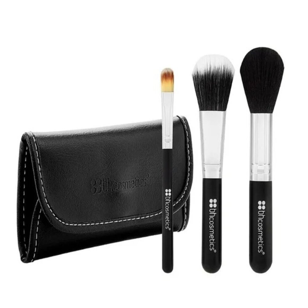BH Cosmetics Face Essentials To Go 3 Piece Makeup Brush Set w/ Travel Case